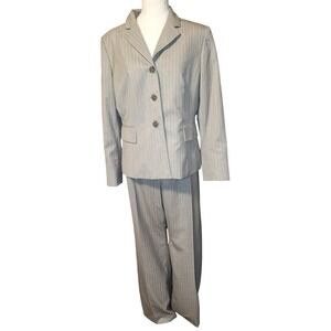 Evan Picone 14P Women's Gray Pinstripe Suit Jacket  Pants Set SEE LAST PICS